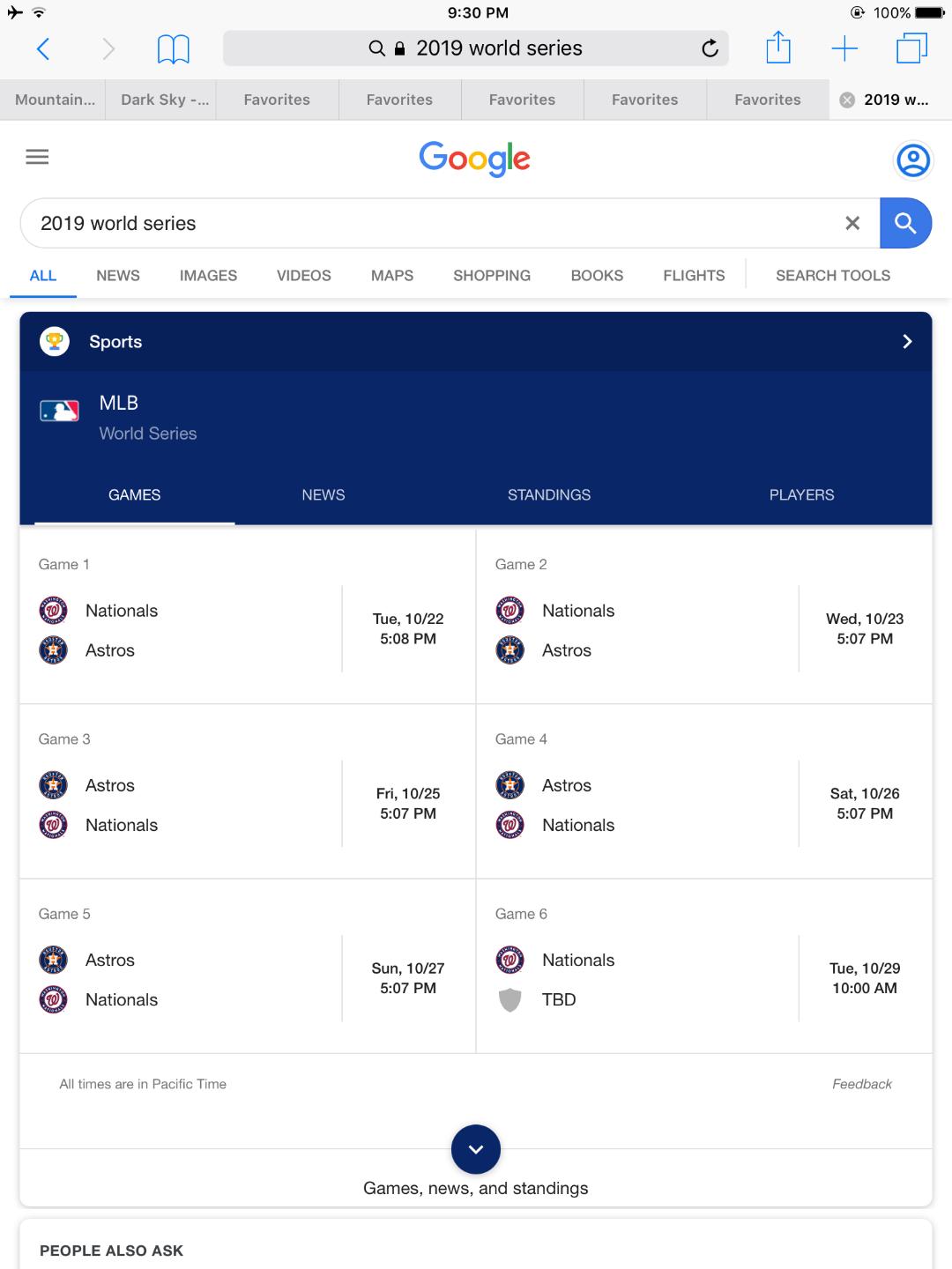 Google: World Series 2019