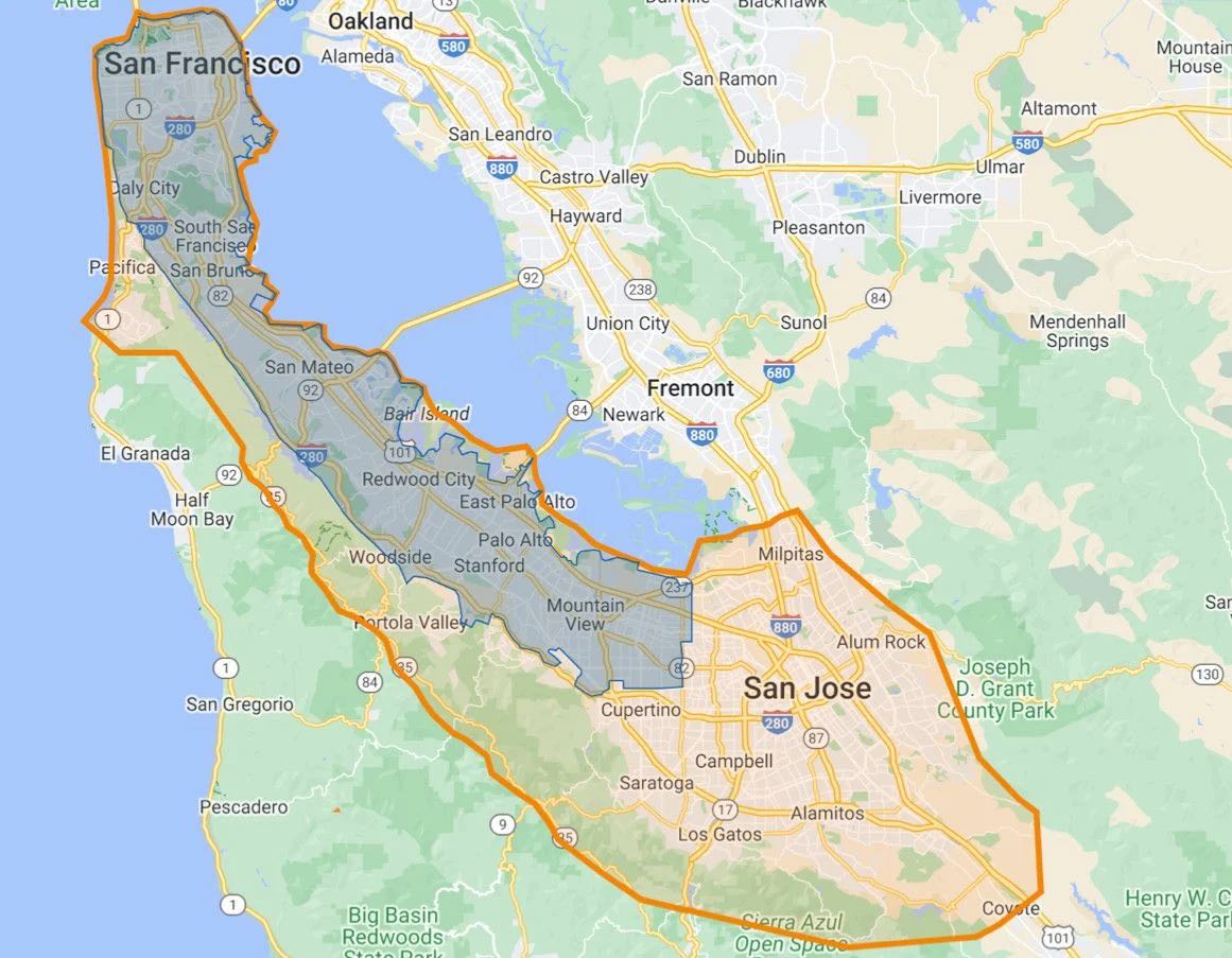 Waymo Proposed Coverage Map of SF Bay Area